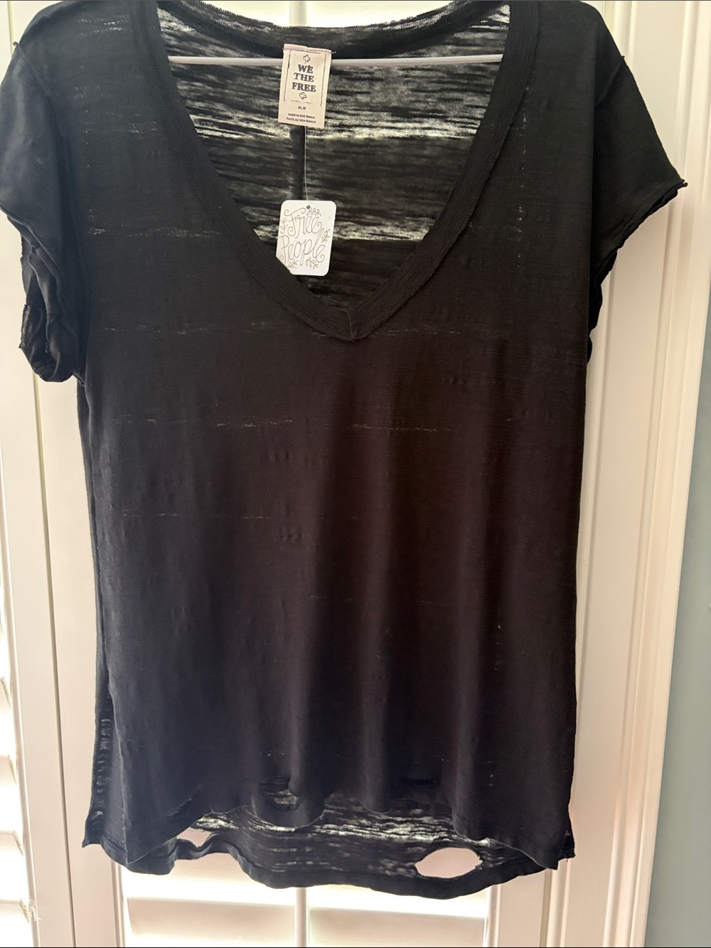 We The Free Black Short-Sleeve V-Neck Tee